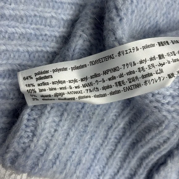 Zara Chunky Knit Crewneck Pullover Oversized Sweater Minimalist Pale Blue Medium - Picture 8 of 8
